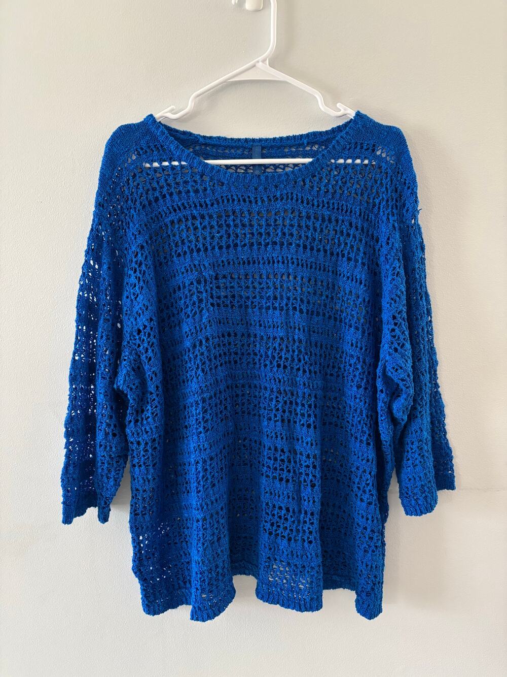Falls Creek Womens Open Knit Sweater 2X Blue Festival Whimsigoth Boho